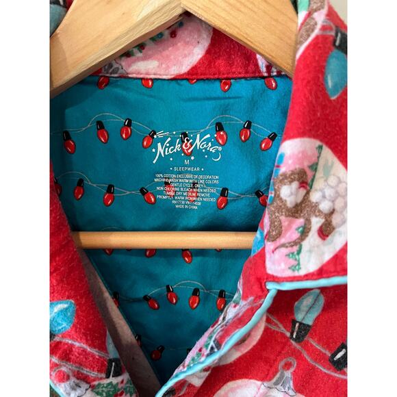 Nick & Nora Holiday Sock Monkey Flannel Pajama Top M - Picture 5 of 5